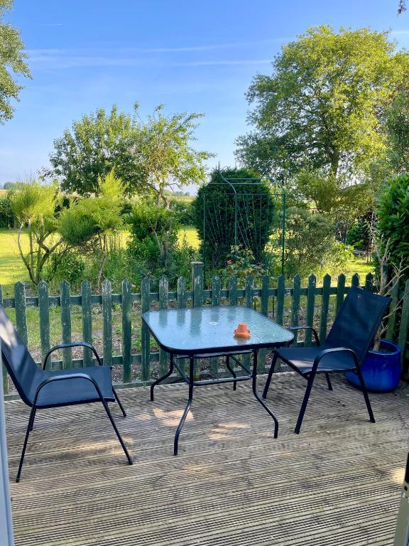 Private decking with countryside views